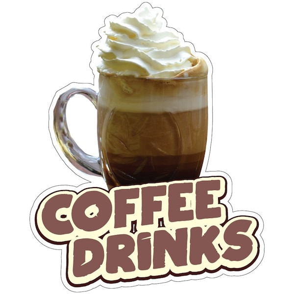 Coffee Drinks Decal Concession Stand Food Truck Sticker, 24" x 10", D-DC-24 Coffee Drinks19